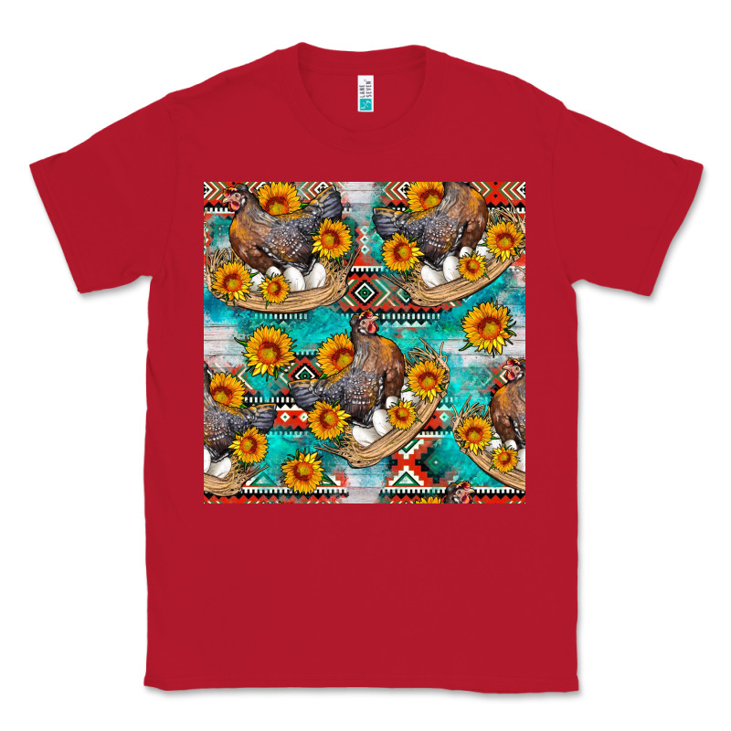 Chicken With Eggs And Sunflowers Seamles Pattern Classic Tee by FaDigitalArtStudio | Teevron