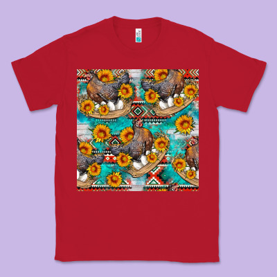 Chicken With Eggs And Sunflowers Seamles Pattern Classic Tee Designed By Fadigitalartstudio