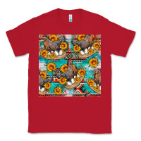 Red chicken with eggs and sunflowers seamles pattern Classic Tee - FaDigitalArtStudio