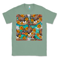 Sage chicken with eggs and sunflowers seamles pattern Classic Tee - FaDigitalArtStudio