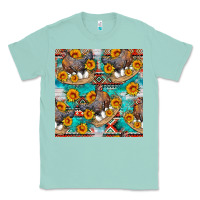 Seafoam chicken with eggs and sunflowers seamles pattern Classic Tee - FaDigitalArtStudio