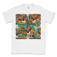 White chicken with eggs and sunflowers seamles pattern Classic Tee - FaDigitalArtStudio