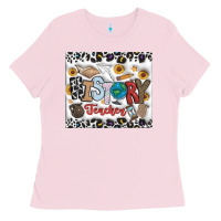 Bubblegum Pink Histtory Teacher Ladies Tee - CowhideDigitalArt