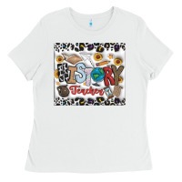 White Histtory Teacher Ladies Tee - CowhideDigitalArt