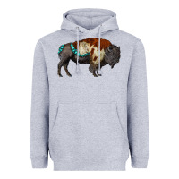 Heather Grey gemstone bison Heavyweight Hoodie - RanaPortraitStore