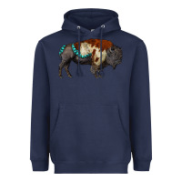 Navy gemstone bison Heavyweight Hoodie - RanaPortraitStore
