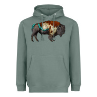 Sage gemstone bison Heavyweight Hoodie - RanaPortraitStore
