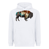 White gemstone bison Heavyweight Hoodie - RanaPortraitStore