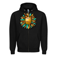 Black Softball Sunflower Zipper Hoodie - Jasminsmagicworld