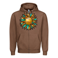Chestnut Softball Sunflower Zipper Hoodie - Jasminsmagicworld
