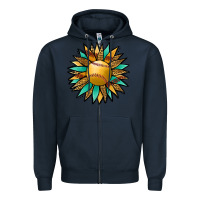Navy Softball Sunflower Zipper Hoodie - Jasminsmagicworld