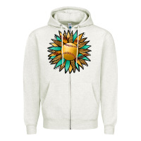 Oatmeal Heather Softball Sunflower Zipper Hoodie - Jasminsmagicworld