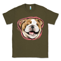 Army Green bulldog pink glitter Classic Tee - Jasminsmagicworld