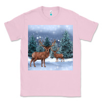 Bubblegum Pink winter deer Classic Tee - BarkalooDesign