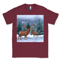 Burgundy winter deer Classic Tee - BarkalooDesign