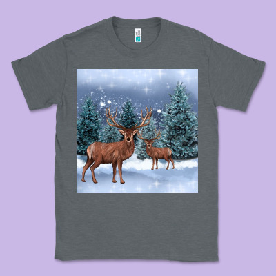 Winter Deer Classic Tee Designed By Barkaloodesign