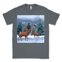 Charcoal Heather winter deer Classic Tee - BarkalooDesign