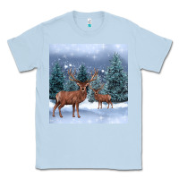 Dusty Blue winter deer Classic Tee - BarkalooDesign
