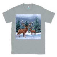 Heather Grey winter deer Classic Tee - BarkalooDesign