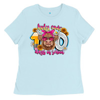 Baby Blue Holy Cow 100 Days Of School Ladies Tee - CowhideDigitalArt