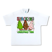 White Snacking Around The Christmas Tree Urban Heavy Tee - CowhideDigitalArt