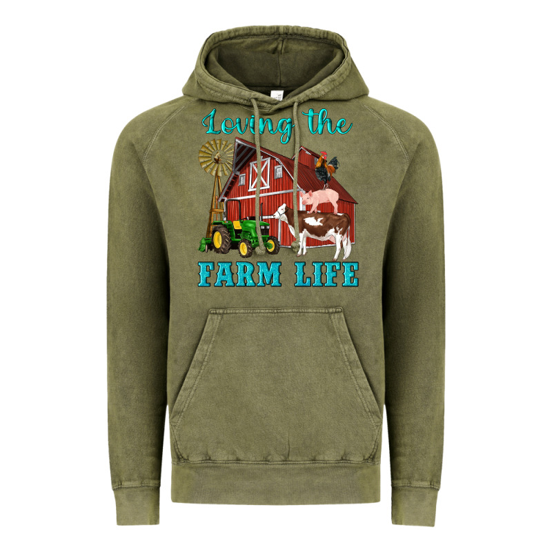 Western Loving The Farm Life Barn Cow Pig Rooster Tractor Wind Wheel Vintage Hoodie by Artiststas | Teevron