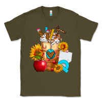 Army Green teacher cold drink frappe with sunflowers Classic Tee - FaDigitalArtStudio