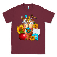Burgundy teacher cold drink frappe with sunflowers Classic Tee - FaDigitalArtStudio