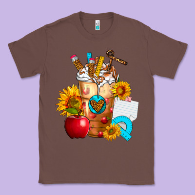 Teacher Cold Drink Frappe With Sunflowers Classic Tee Designed By Fadigitalartstudio