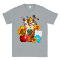 Heather Grey teacher cold drink frappe with sunflowers Classic Tee - FaDigitalArtStudio