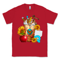 Red teacher cold drink frappe with sunflowers Classic Tee - FaDigitalArtStudio