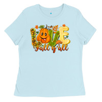 Baby Blue Love Fall Y'all Ladies Tee - CowhideDigitalArt