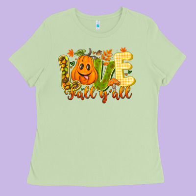 Love Fall Y'all Ladies Tee Designed By Cowhidedigitalart
