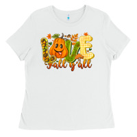 White Love Fall Y'all Ladies Tee - CowhideDigitalArt