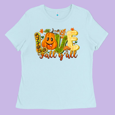 Love Fall Y'all Ladies Tee Designed By Cowhidedigitalart