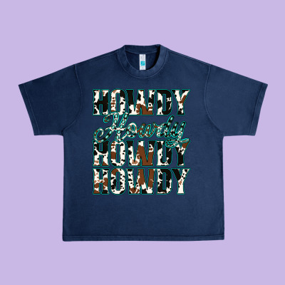 Howdy Cowhide Turquoise Urban Heavy Tee Designed By Jasminsmagicworld