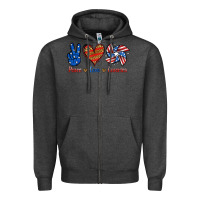 Charcoal Heather Peace Love America Zipper Hoodie - Jasminsmagicworld