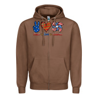 Chestnut Peace Love America Zipper Hoodie - Jasminsmagicworld