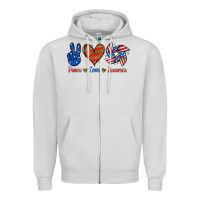 Dove Grey Peace Love America Zipper Hoodie - Jasminsmagicworld