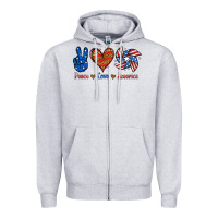 Heather Grey Peace Love America Zipper Hoodie - Jasminsmagicworld