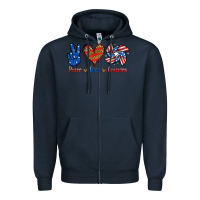 Navy Peace Love America Zipper Hoodie - Jasminsmagicworld