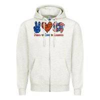 Oatmeal Heather Peace Love America Zipper Hoodie - Jasminsmagicworld