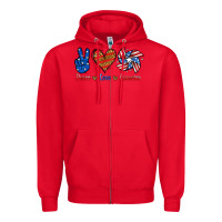 Red Peace Love America Zipper Hoodie - Jasminsmagicworld