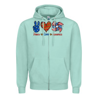 Seafoam Peace Love America Zipper Hoodie - Jasminsmagicworld