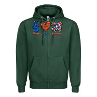 Sports Green Peace Love America Zipper Hoodie - Jasminsmagicworld