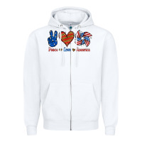 White Peace Love America Zipper Hoodie - Jasminsmagicworld