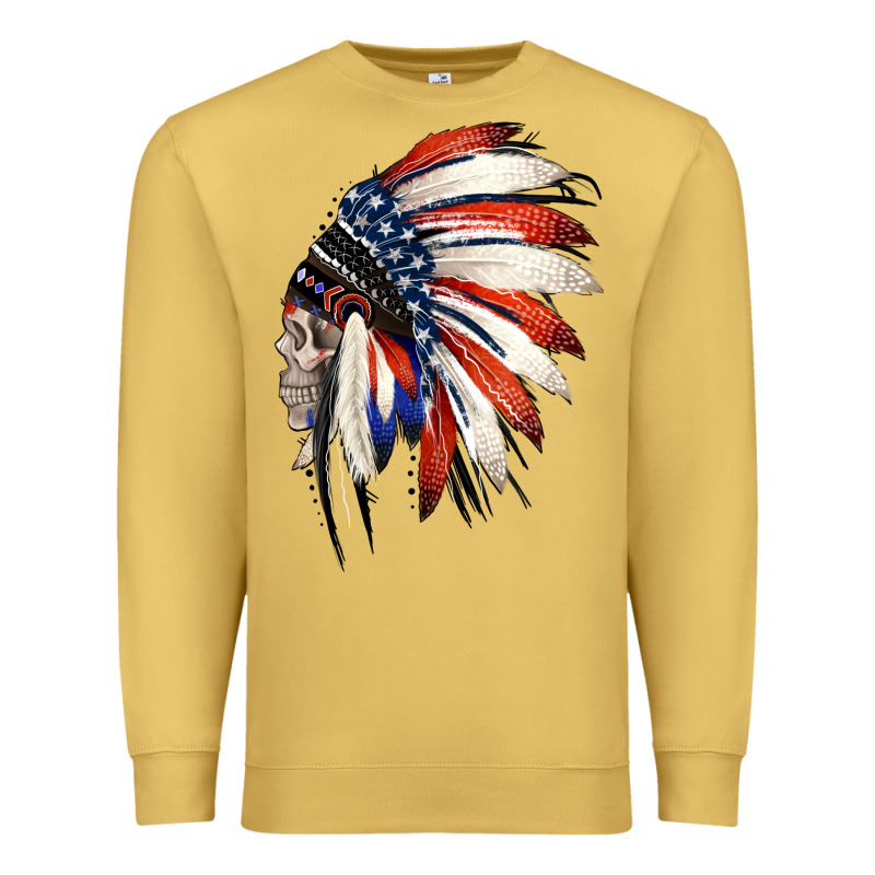4th Of July Indian Headdress Gypsy Spirit Skull Premium Sweatshirt by Jasminsmagicworld | Teevron
