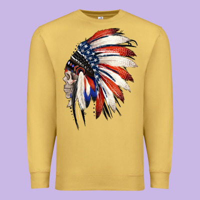 4th Of July Indian Headdress Gypsy Spirit Skull Premium Sweatshirt Designed By Jasminsmagicworld