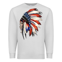 Dove Grey 4th of July Indian Headdress Gypsy Spirit Skull Premium Sweatshirt - Jasminsmagicworld