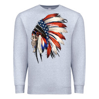 Heather Grey 4th of July Indian Headdress Gypsy Spirit Skull Premium Sweatshirt - Jasminsmagicworld